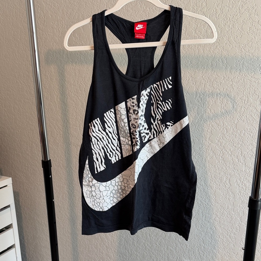 Nike Black and White Zebra Print Tank Top